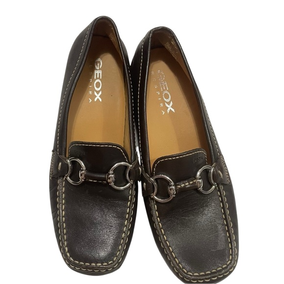 Geox Respira Leather Loafers Dark Brown Size EU‎ 36/ 5.5-6 - Picture 1 of 11